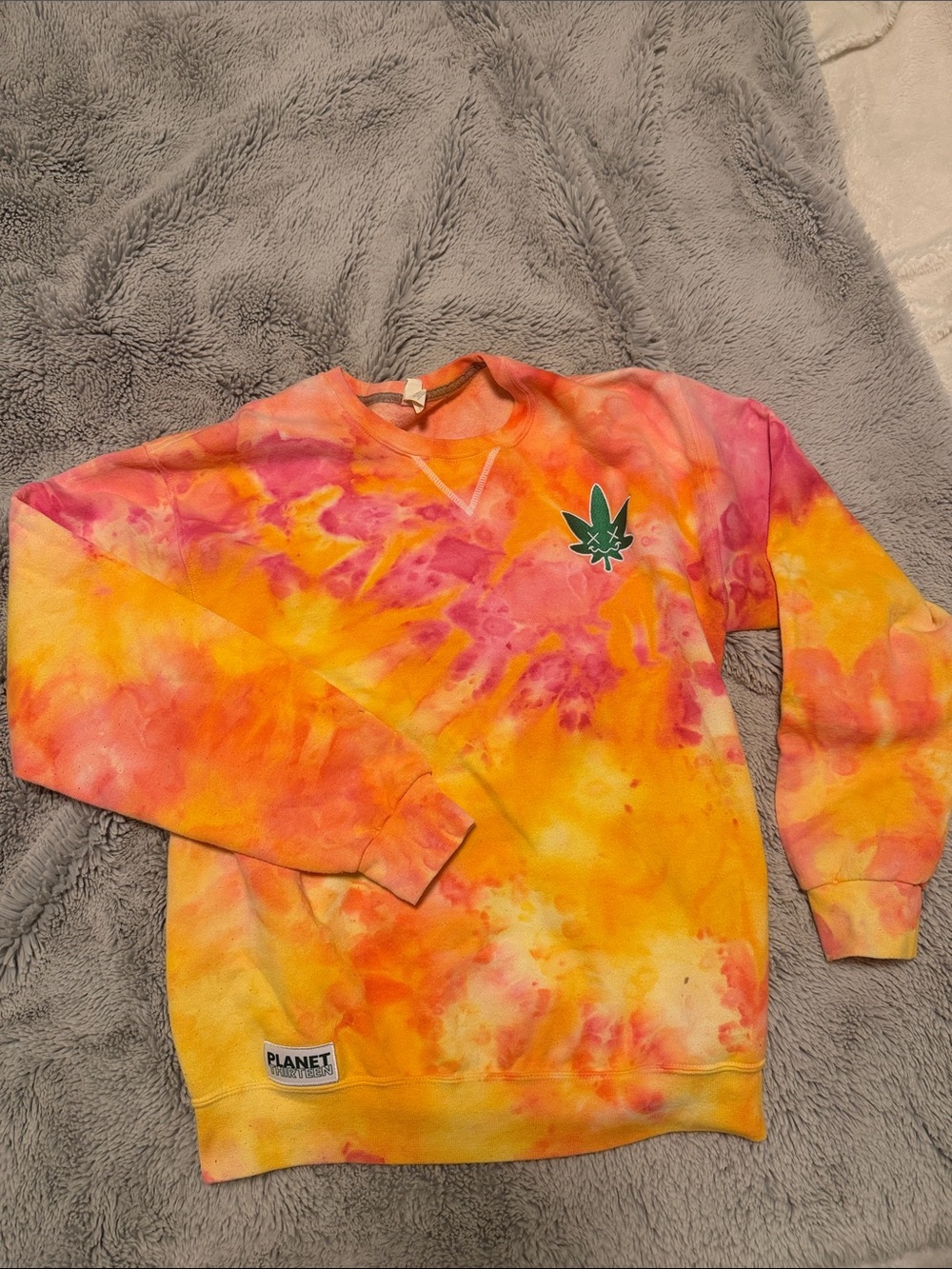 Planet Tie-Dye Crewneck Sweatshirt - Yellow & Pink